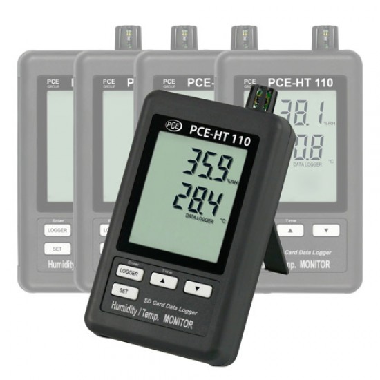 PCE-HT110 2 csatornás adat gyűjtő a hőmérséklet és a relatív nedvesség mérésére, RS-232 adapterrel és kijelzővel (64 k tárolás)