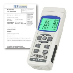 PCE-T390-ICA 4 csatornás hőmérő kalibrációs tanúsítvánnyal